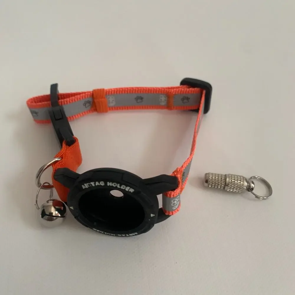 AirTag Cat Collar Reflective Kitten Collar With Bell Breakaway Safety Sz 9-13 In